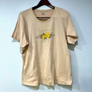 COLUMBIA Women’s Short Sleeve Shirt Sweetheart Floral Beige Size 2X Roses Yellow